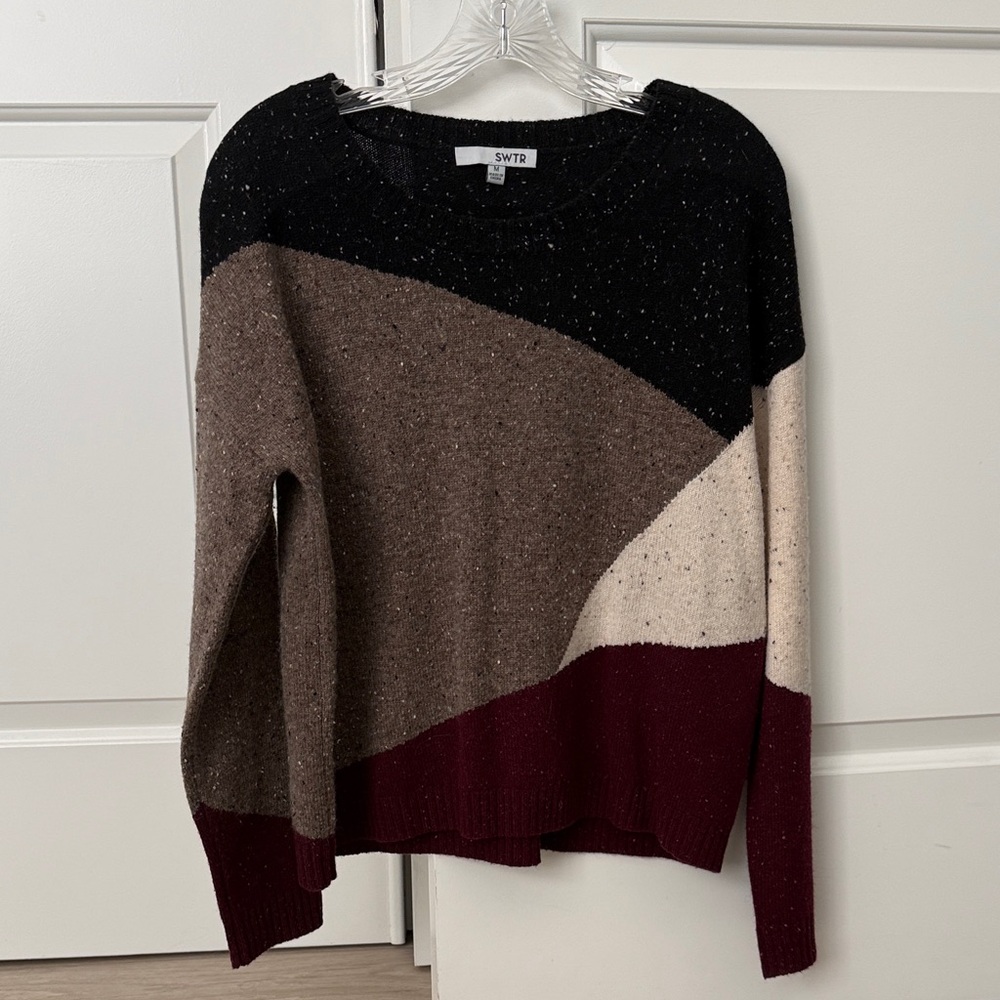 Like new SWTR brand Colorblock Sweater - Black, Brown, Cream, and Burgundy